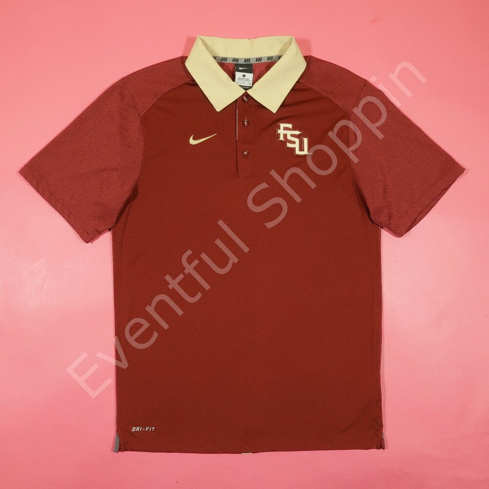Nike Florida State Seminoles Polo Shirt Mens S Red Garnet Gold FSU Contrast - Picture 2 of 8